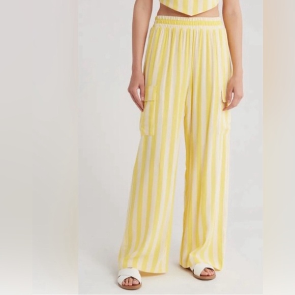 NWT - Show Me Your MuMu Coast Cargo Wide Leg Pants in Sunny Stripe - Medium - Picture 2 of 6
